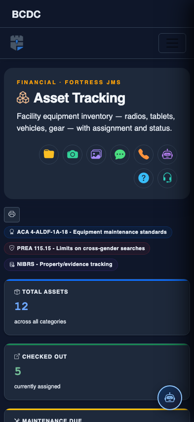 Mobile view — Asset Inventory list