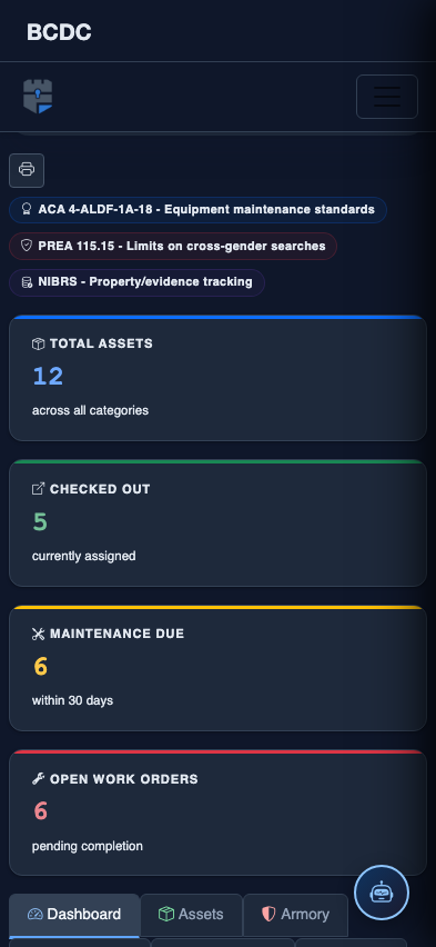 Mobile view — Maintenance Schedules detail