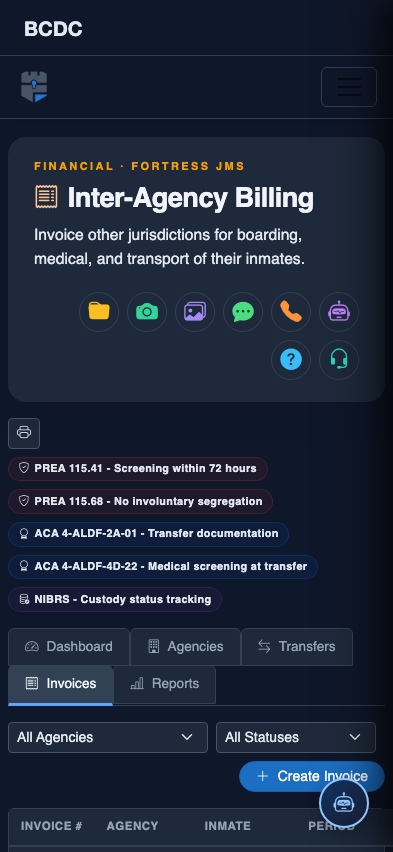 Mobile view — Invoices list