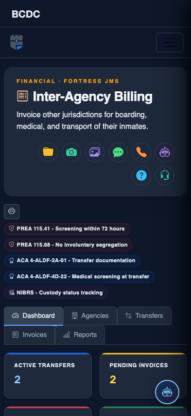 Mobile view — Billing Reports list