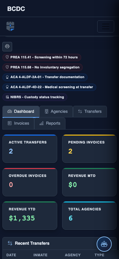 Mobile view — Billing Reports detail