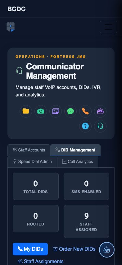 Mobile view — DID Management list