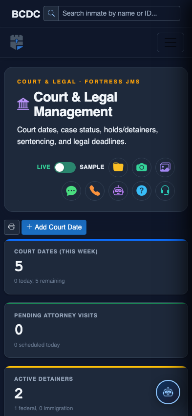 Mobile view — Hearing Schedule list