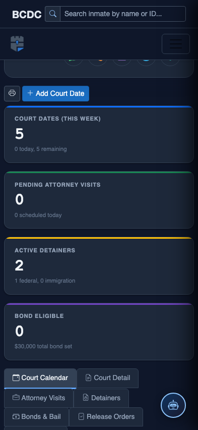 Mobile view — Hearing Schedule detail