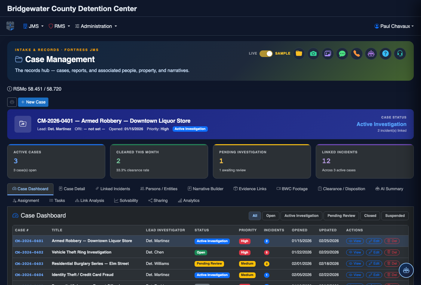 RMS Case Management screenshot