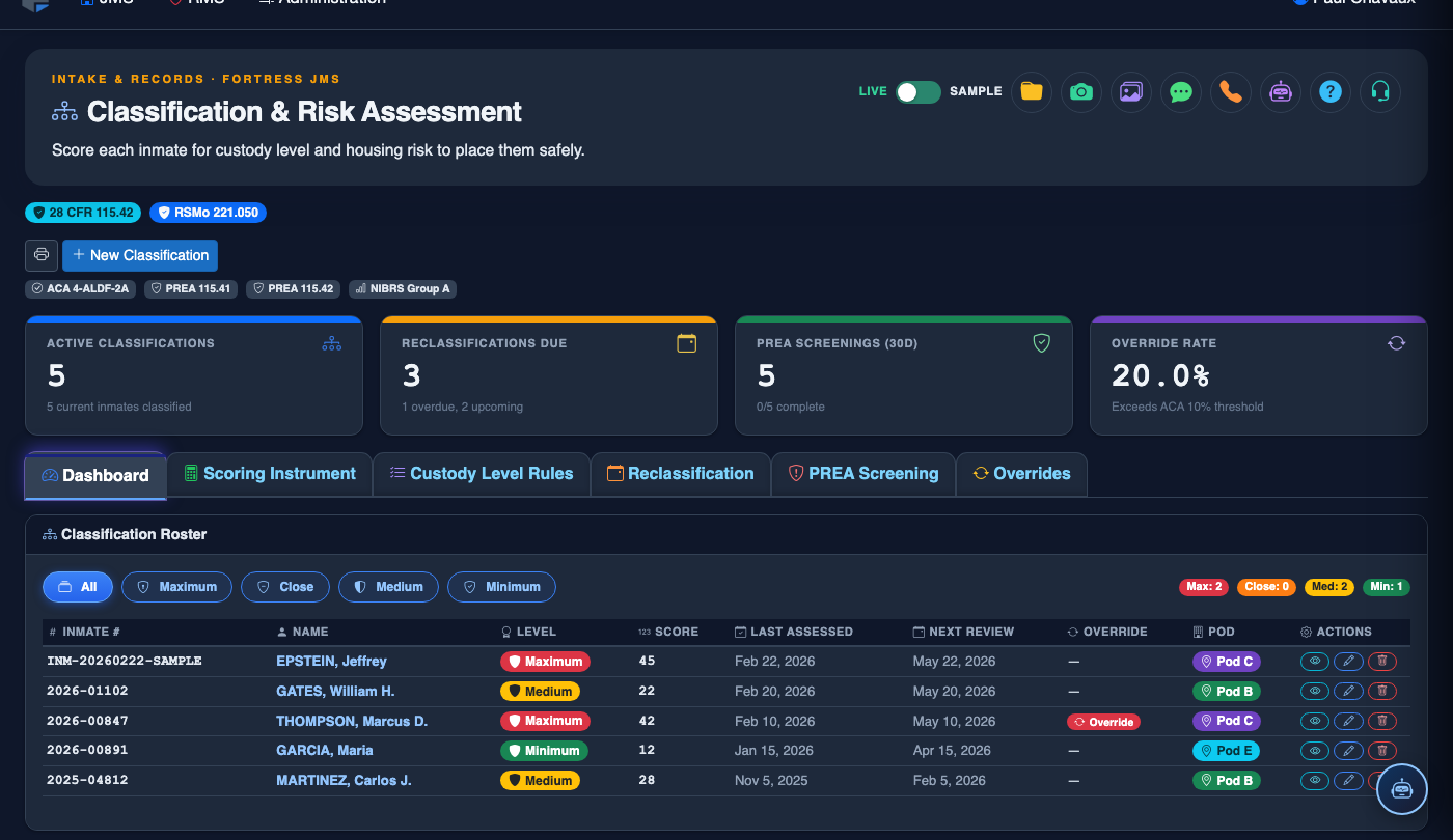 Classification & Risk screenshot