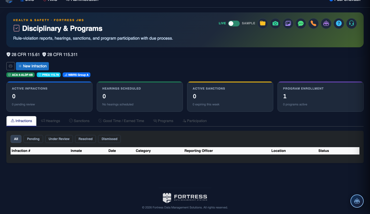 Disciplinary and Programs screenshot