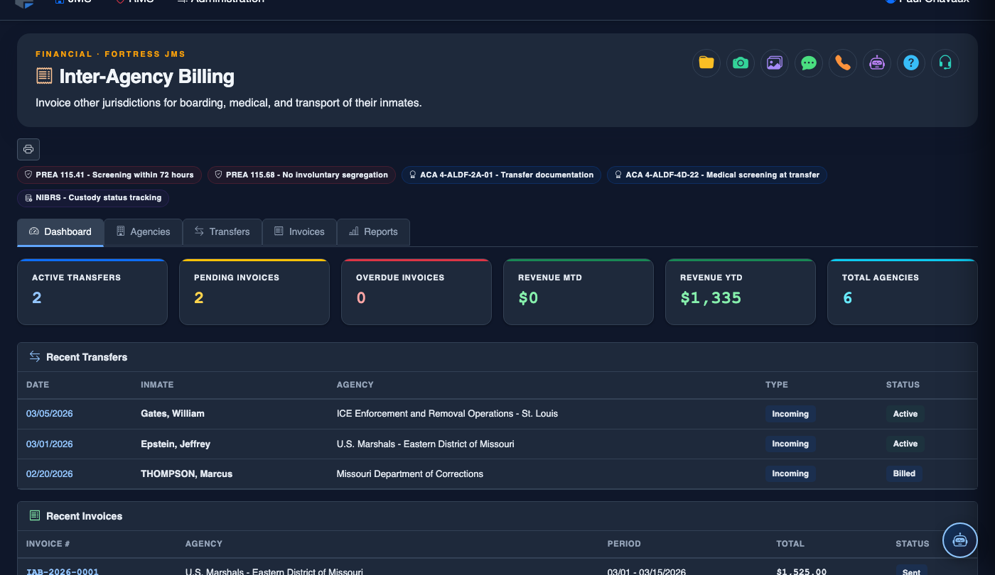 Inter-Agency Inmate Billing screenshot