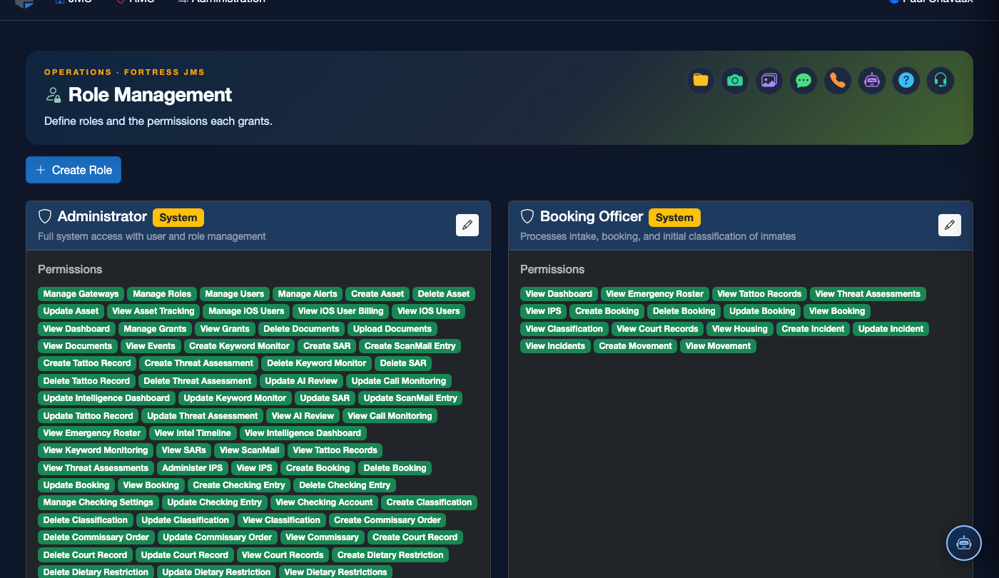 Roles and Permissions screenshot