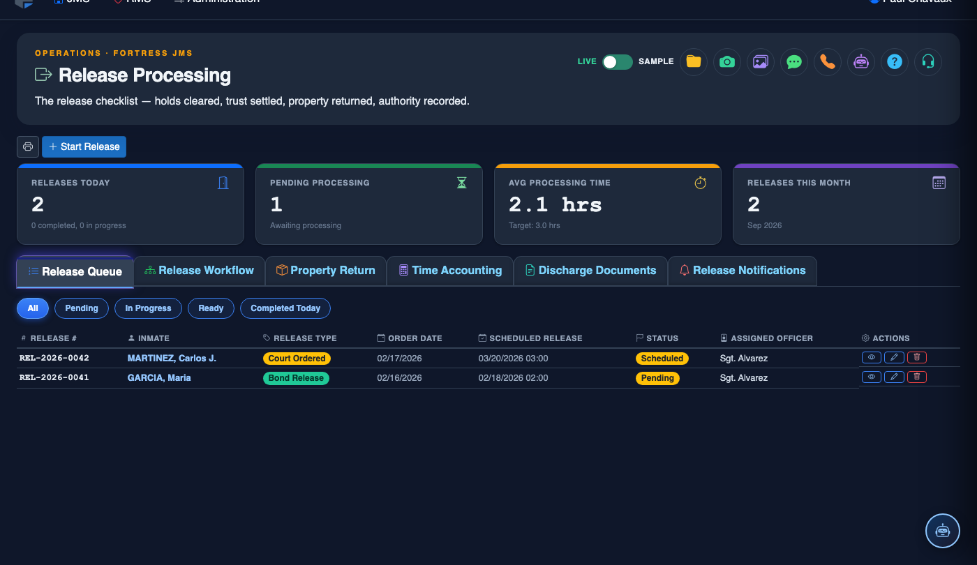 Release Processing screenshot