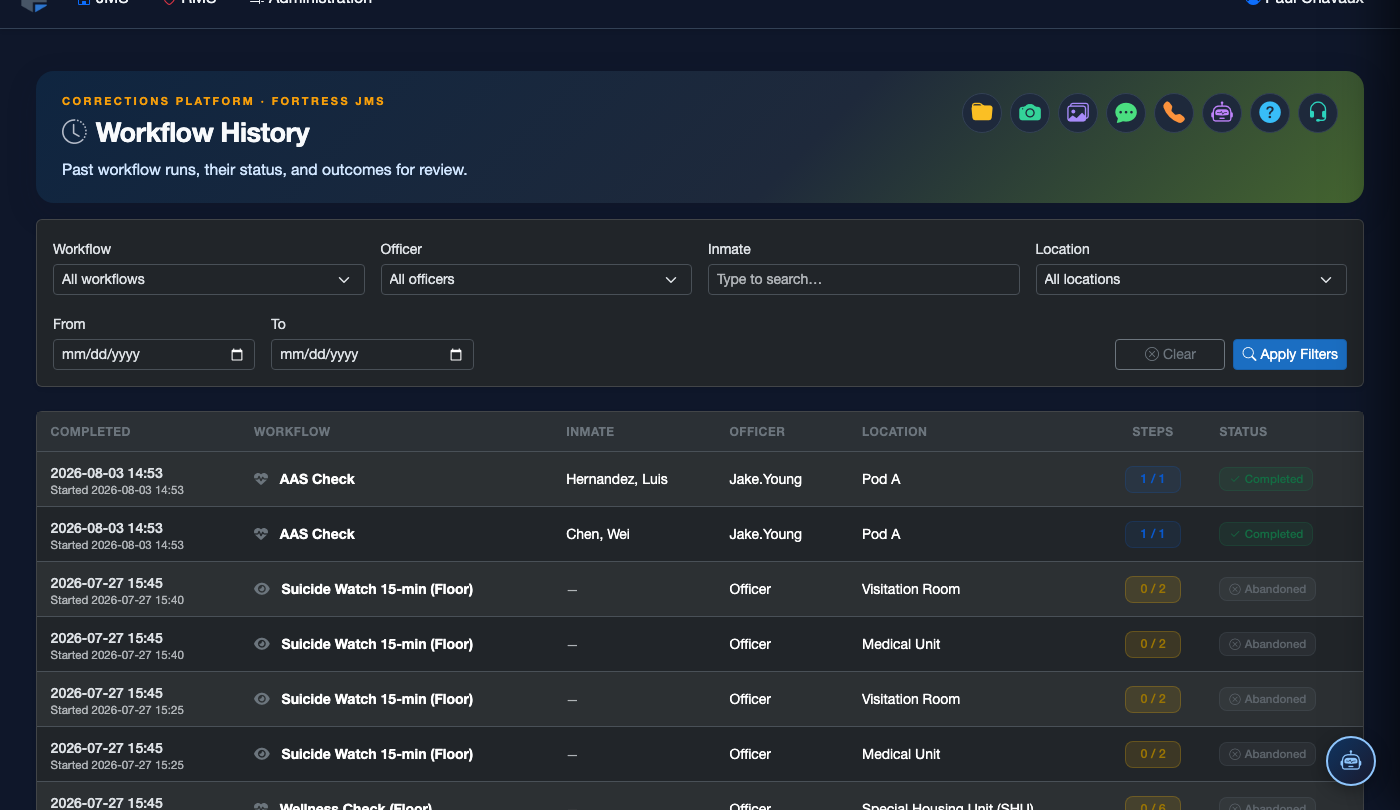 Workflow History screenshot