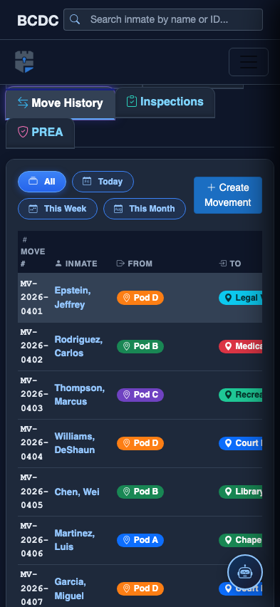 Mobile view — Move Records detail