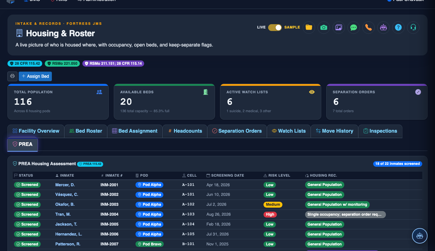 PREA Compliance screenshot