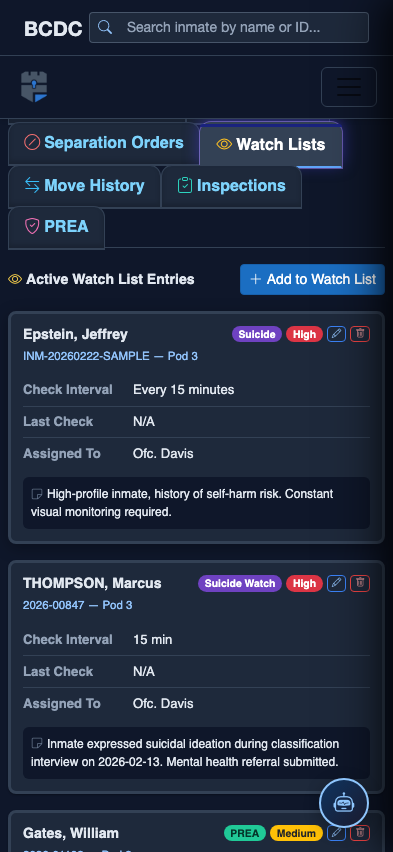 Mobile view — Watch Log detail