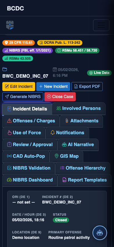 Mobile view — Incident Details detail