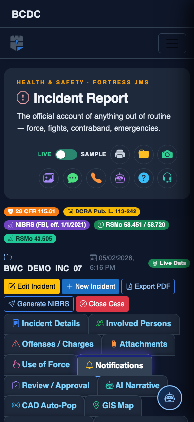 Mobile view — Notifications list
