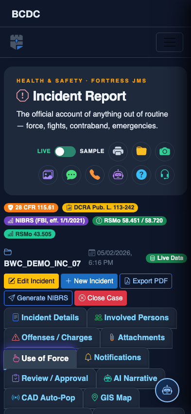 Mobile view — Use of Force list