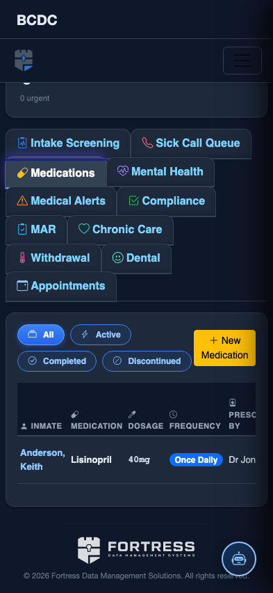 Mobile view — Medications detail