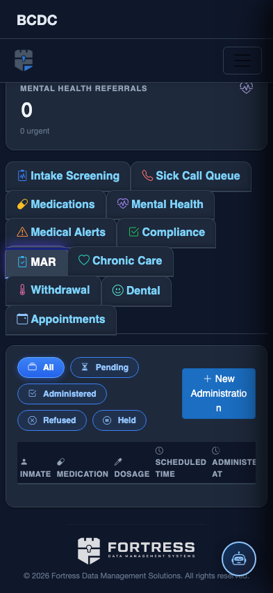 Mobile view — MAR detail