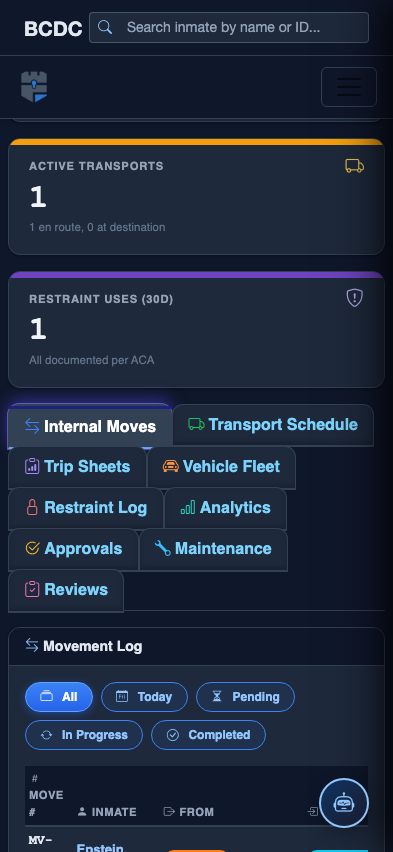 Mobile view — Internal Moves list