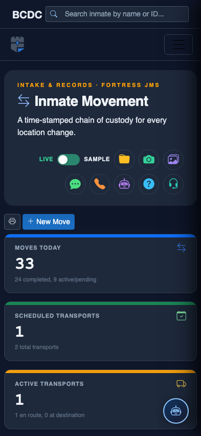 Mobile view — Movement Approvals list