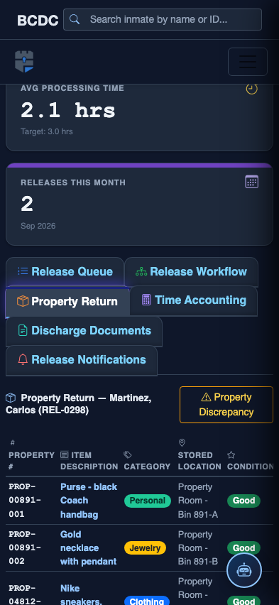 Mobile view — Property Return list