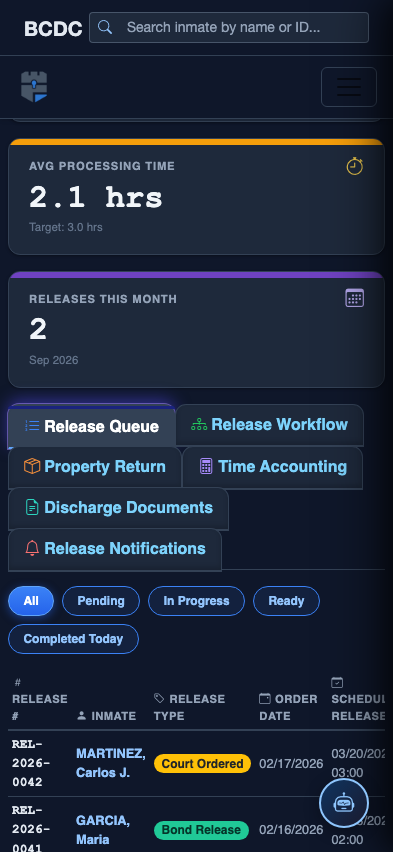 Mobile view — Release Queue list