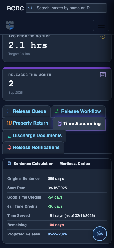 Mobile view — Time Accounting list