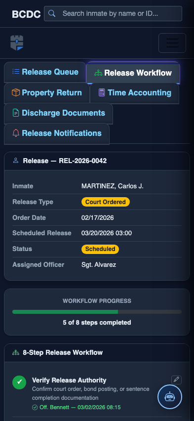 Mobile view — Release Workflow detail
