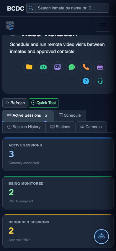Mobile view — Camera Management detail