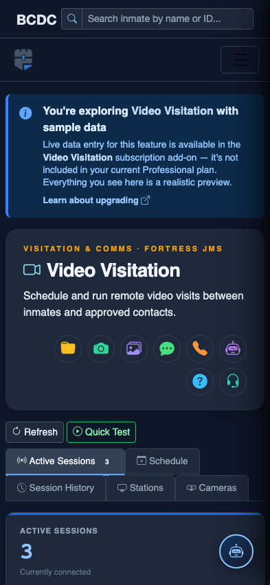 Mobile view — Session Schedule list