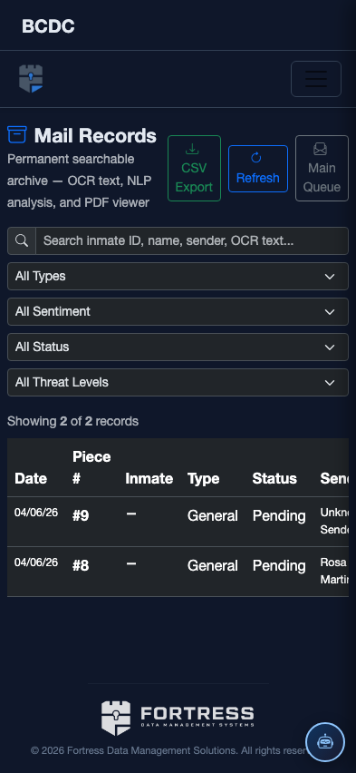 Mobile — Mail Records